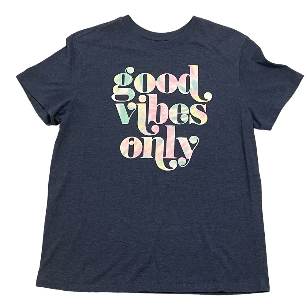 Blue Good Vibes Only Short Sleeve Shirt Size M